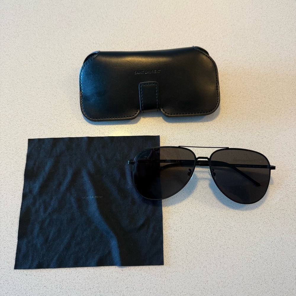 Saint Laurent Black Aviator Sunglasses